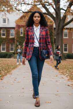 Vintage Pendleton Plaid Wool Blazer Women’s Red Tartan Jacket Preppy USA